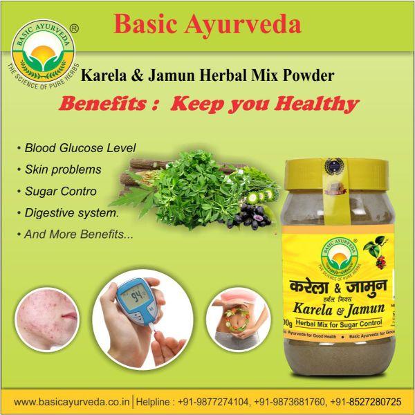 Basic Ayurveda Karela & Jamun Herbal Mix Powder 200 gm - Pure Herbs