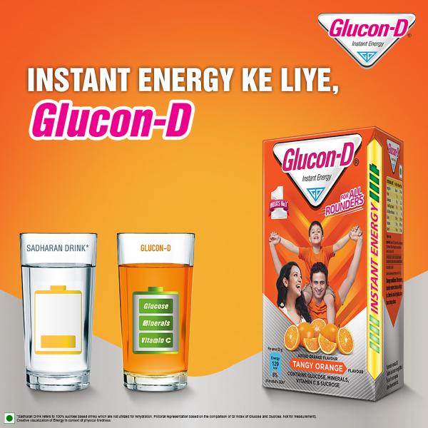 Glucon-D Instant Energy Powder - Tangy Orange (Refill) (Shaker Worth Rs.100) 450 g - Energy Drinks