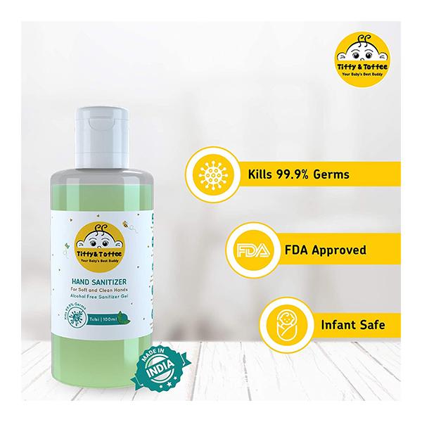 Tiffy & Toffee Multi Usage Baby Liquid Cleanser 1 Litre + Non-Alcoholic Hand Sanitizer - Tulsi 100 ml - Baby Skin Care