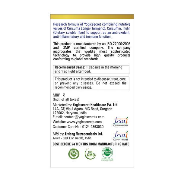 Yogic Secrets AyurMeric 500 mg Vegetarian Capsule 60's - General Health