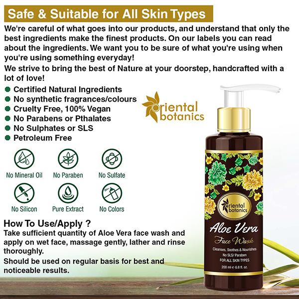 Oriental Botanics Face Wash - Aloe Vera 200 ml - Face Wash & Cleansers