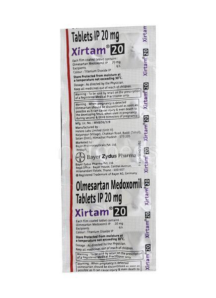 Xirtam 20mg Tablet 10'S - Hypertension-Ang