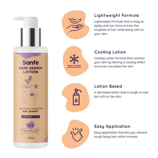 Sanfe Hair Vanish Lotion - Lavendar & Lily 100 ml - Hair Removal Accessories