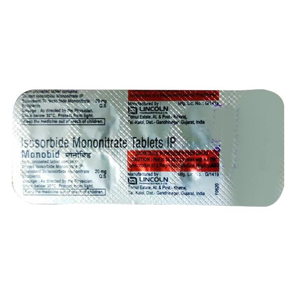 Monobid 20mg Tablet 10'S - Angina