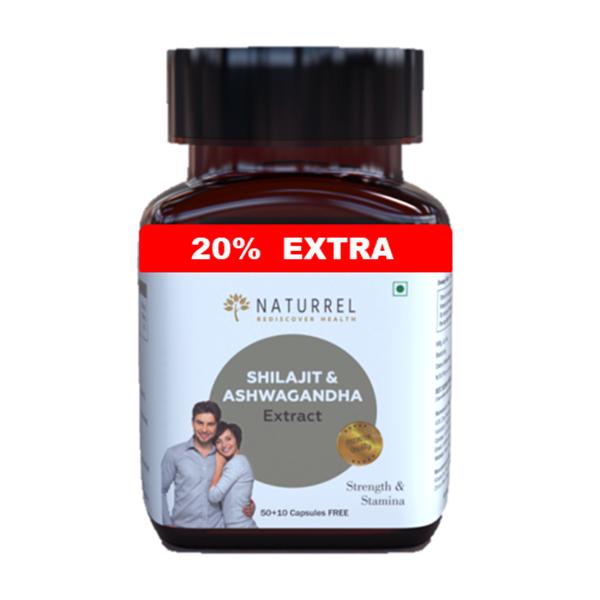 Naturrel Shilajit & Ashwagandha Extract Capsule 50's + Free 10's - Ashwagandha