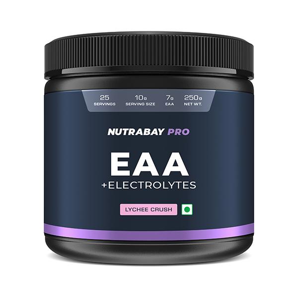 Netmeds | Nutrabay Pro EAA + Electrolytes - Lychee Crush 250 gm