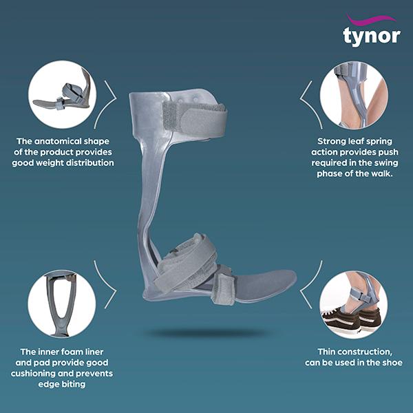 Tynor Foot Drop Splint With Liner Left (L) (D 43) - Ankle/Foot Supports