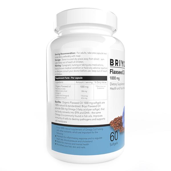 Briyo Flaxseed Oil 1000 mg Softgel 60's - Herbal Dietary Supplement