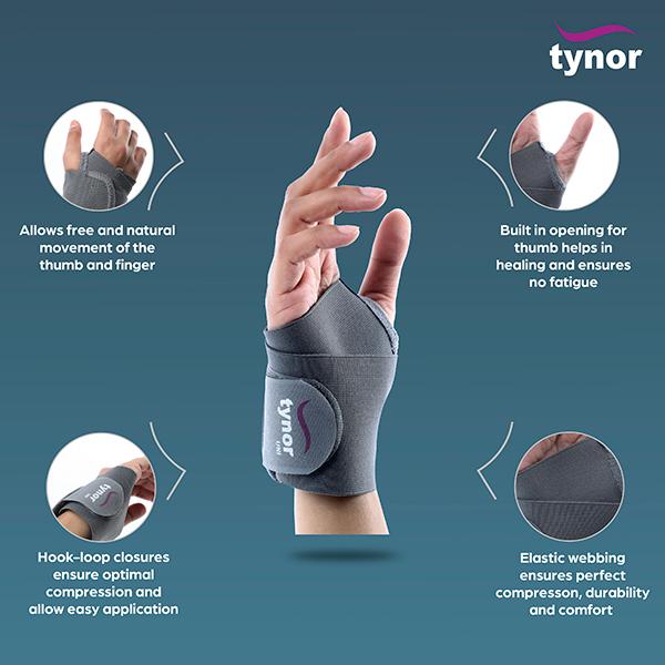 Tynor Wrist Brace with Thumb (One Size Fits All) (E 06) - Hand/Wrist Supports
