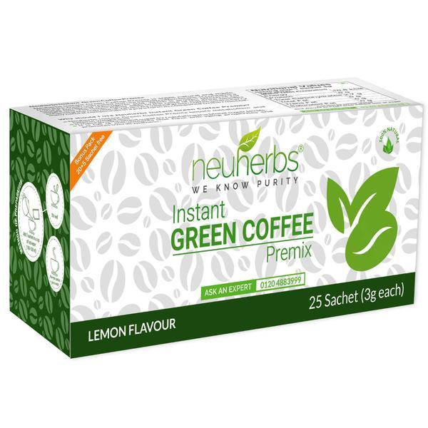 Neuherbs Instant Green Coffee Premix - Lemon Flavor (Pack of 3 gm x 25's) - Herbal/Green Teas