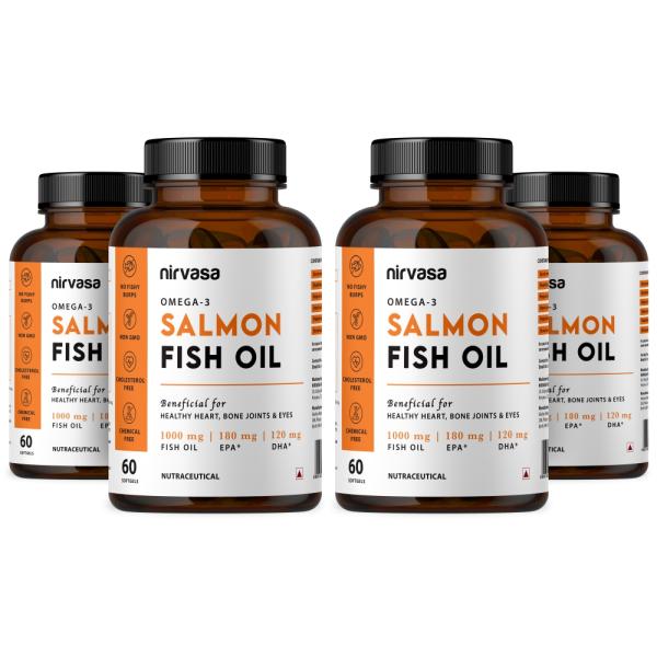 Nirvasa Omega-3 Salmon Fish Oil Capsule (Pack of 4 x 60's) 1's - Omega Fish Oil Fatty Acids