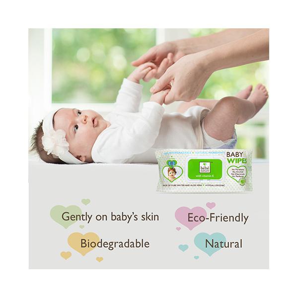 Bebe Nature Natural Biodegredable Wet Baby Wipes 72's - Diapers & Wipes