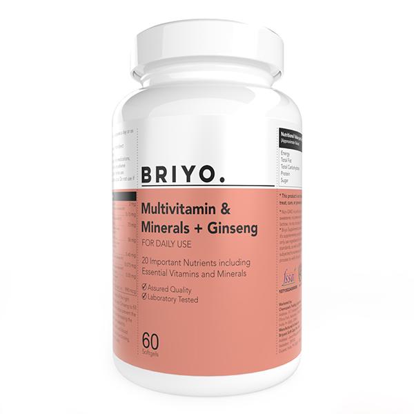 Netmeds | Briyo Multivitamin and Minerals + Ginseng Softgel 60's