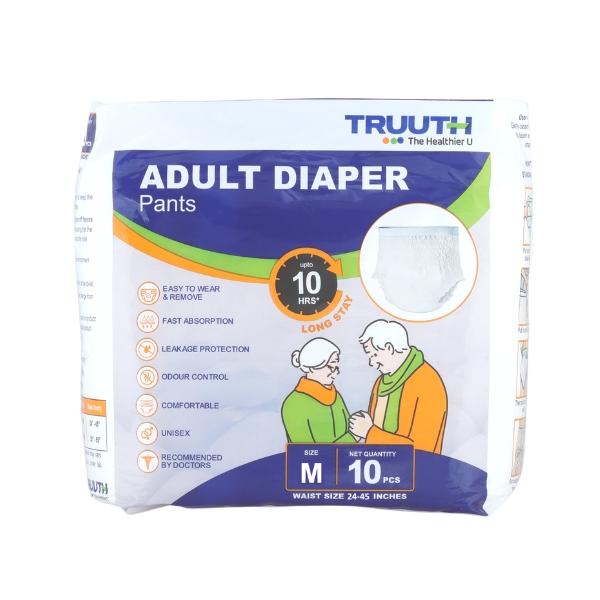 Netmeds | Truuth Adult Pull Up Diaper Pants (M) 10's
