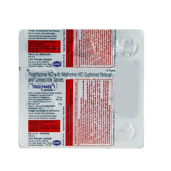 Triglynase 1mg Tablet 10'S - Diabetes-Ant