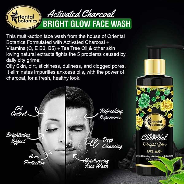 Oriental Botanics Activated Charcoal Bright Glow Face Wash 200 ml - Face Wash & Cleansers