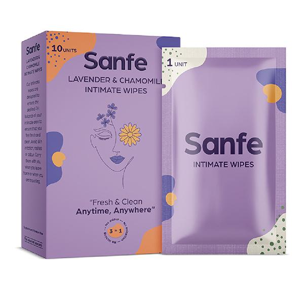 Netmeds | Sanfe Intimate Wipes - Lavendar & Chamomile 10's