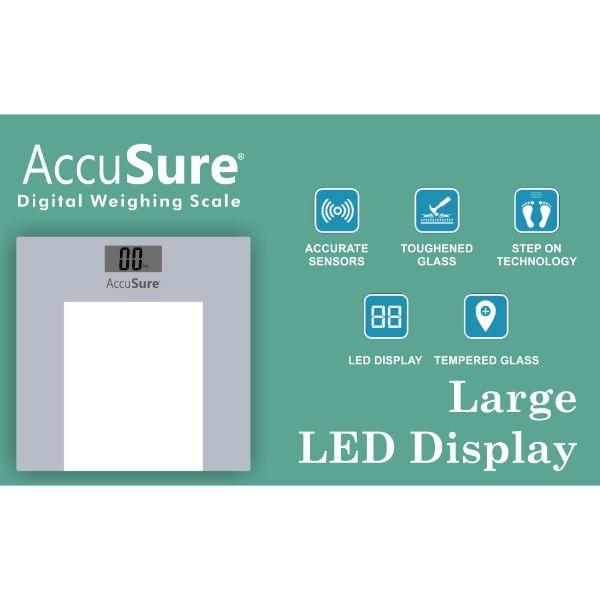 AccuSure Digital Weight Scale Glass - Health Monitors And Equipment
