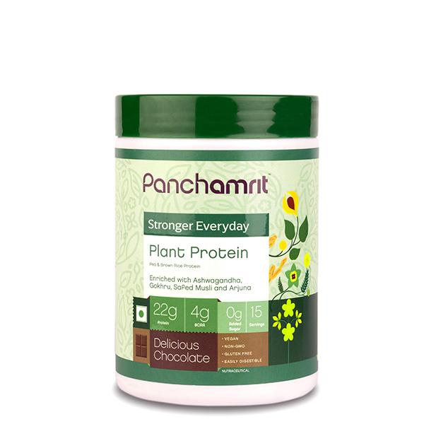 Panchamrit Plant Protein (Pea & Brown Rice Protein) - Delicious Chocolate 500 gm - Protein Drink