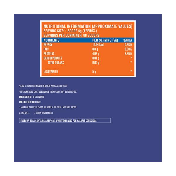 Fast&Up Glutamine Supplement Powder 300 gm - Workout Essentials