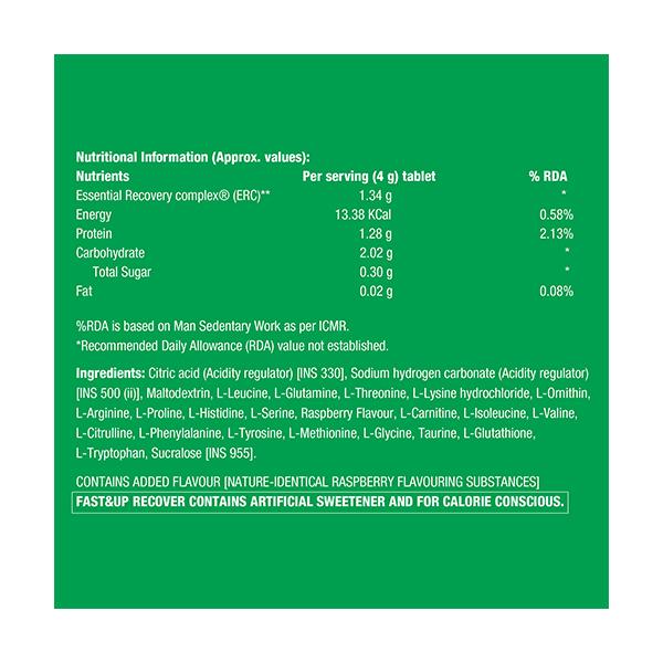 Fast&Up Recover Daily Amino Acids - Raspberry Flavour Tablet (Pack of 3 x 20's) - Amino Acids