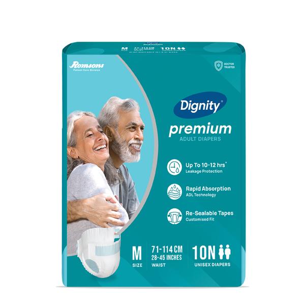Netmeds | Dignity Premium Adult Diapers (M) 10's