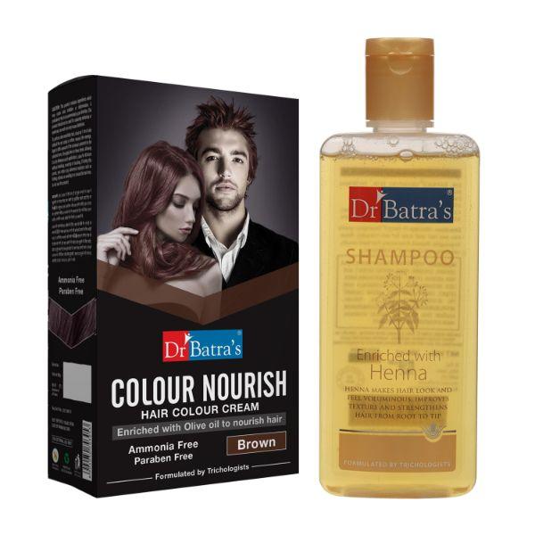 Netmeds | Dr Batra's Hair Care Combo (Hair Colour Cream - Brown 120 gm + Shampoo 200 ml)