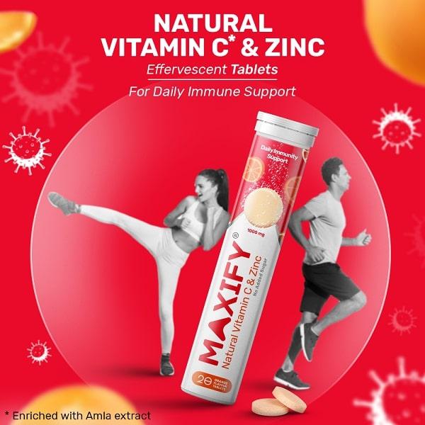 Maxify Natural Vitamin C & Zinc Effervescent Tablet (Pack of 3 x 20's) - Multi-Vitamins