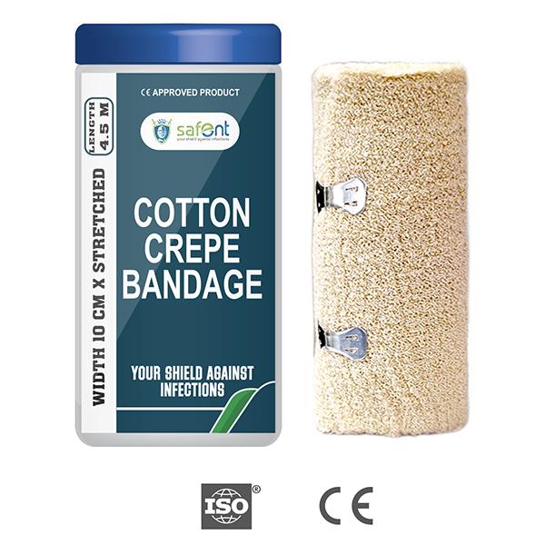 Safent Cotton Crepe Bandage (10 cm X 4.5 m) - Bandages