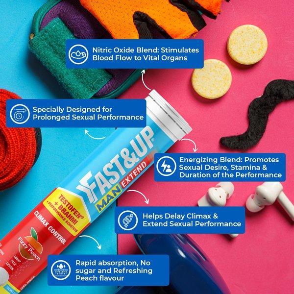 Fast&Up Man Extend Effervescent Tablet - Fizzy Peach Flavour 20's - Sexual Care