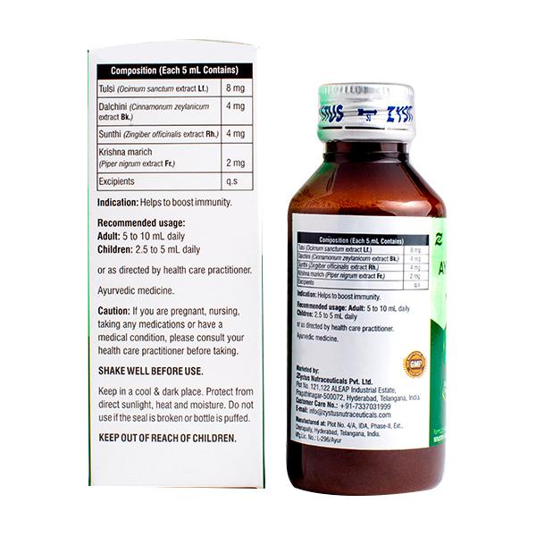 Zys-Co-Vir Ayush Kwath Immunity Booster Liquid - Menthol Flavour 100 ml - Vitamin C