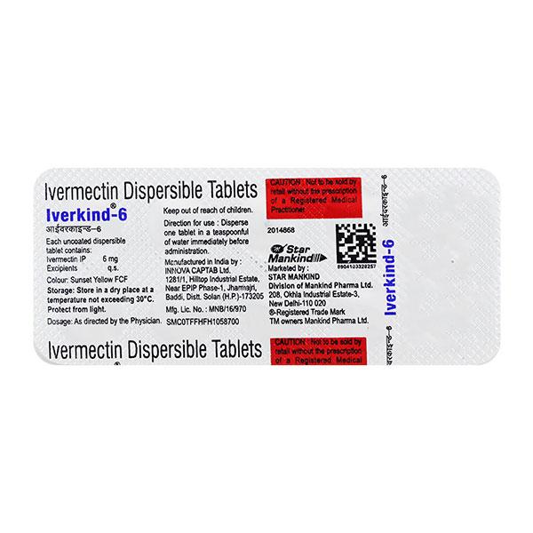 IVERKIND 6 Tablet 10's - Parasitic Worms-Ant