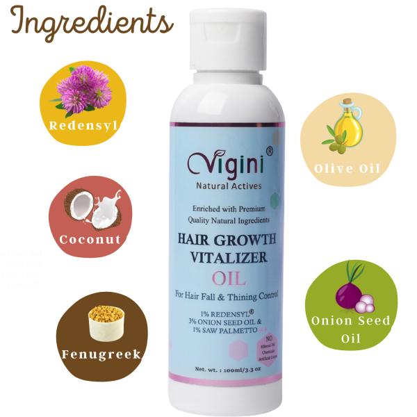 Vigini Natural Actives Hair Growth Vitalizer Serum 30 ml + Hair Growth Vitalizer Oil 100 ml - Hair Serums