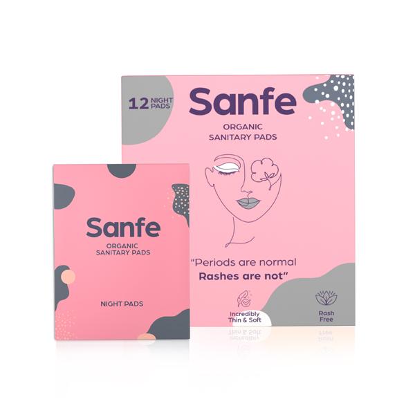 Netmeds | Sanfe Organic Sanitary Pads - Night Pads 12's