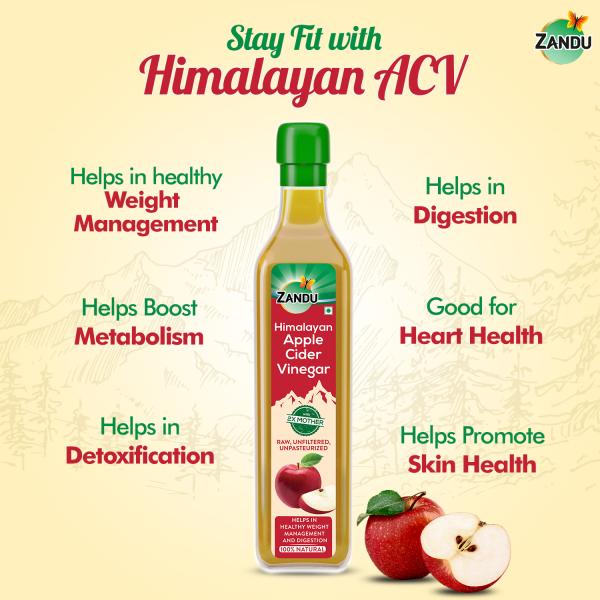 Zandu Himalayan Apple Cider Vinegar 500 ml - Apple Cider Vinegar - Acv