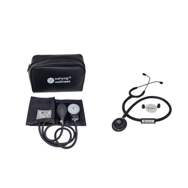 Netmeds | Sahyog Wellness Manual Aneroid Sphygmomanometer Blood Pressure Monitor with Stethoscope - Black 1's
