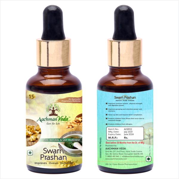 Aachman Veda Swarn Prashan Drops 15 ml & Aachman Veda Curcumin Drops 30 ml (Free) 1's - Speciality Medicines