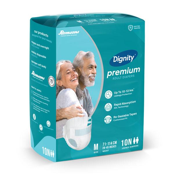 Dignity Premium Adult Diapers (M) 10's - Adult Diapers & Pads