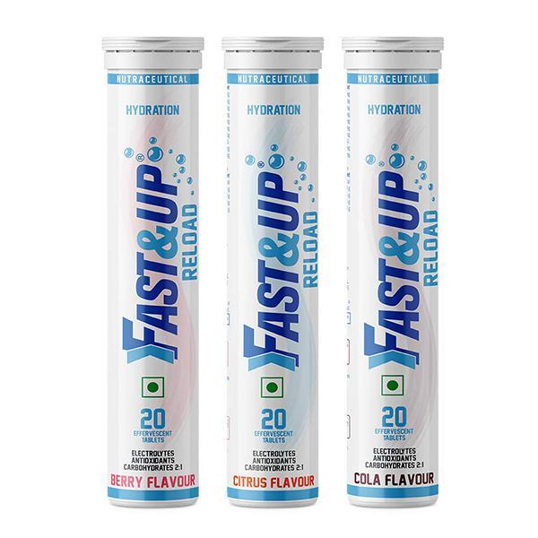 Fast&Up Reload Hydration Effervescent Tablet - Assorted Flavour (Pack of 3 x 20's) - Workout Essentials
