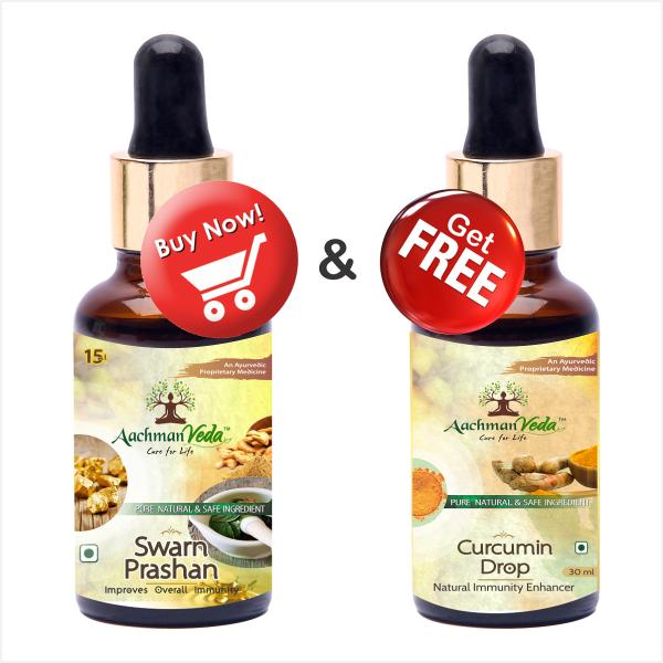 Netmeds | Aachman Veda Swarn Prashan Drops 15 ml & Aachman Veda Curcumin Drops 30 ml (Free) 1's