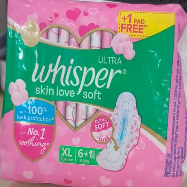 Netmeds | Whisper Ultra Skin Love Soft Sanitary Pad (XL 284 mm) (Pack of 6's)