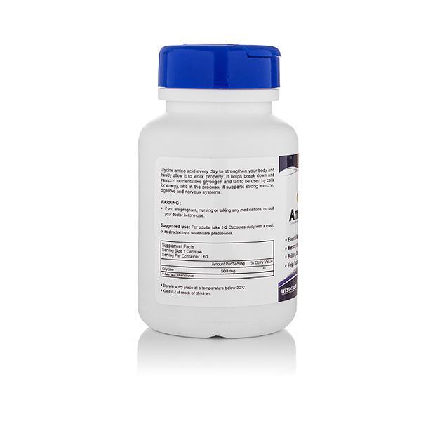 HealthVit Glycine Amino Acid 500 mg Capsules 60's - Amino Acids