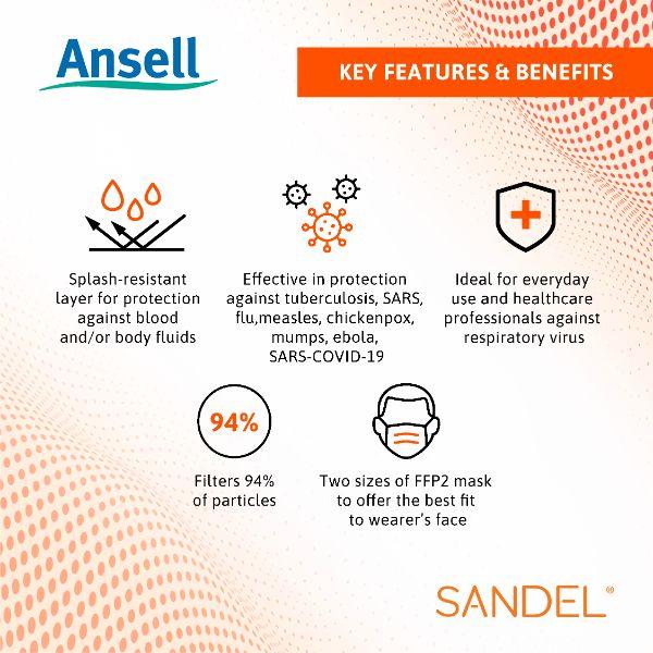 Ansell Sandel FFP2 Face Mask 20's - Face Mask