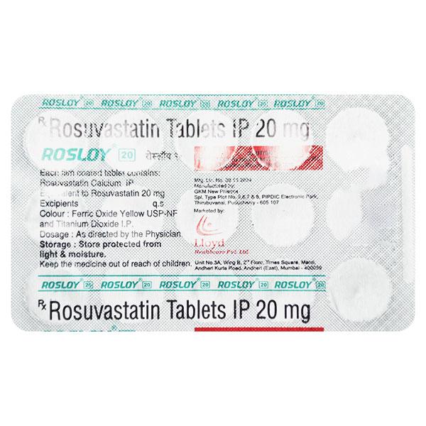 ROSLOY 20 Tablet 15's - High Cholesterol-Dys