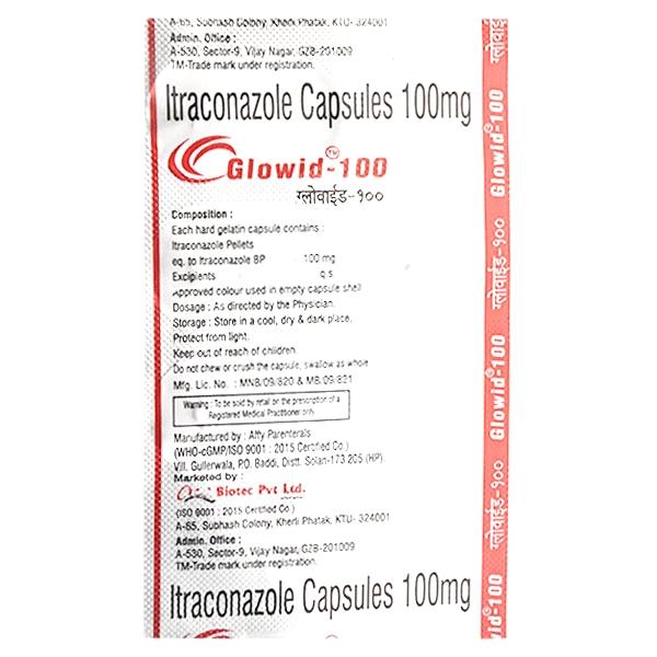 GLOWID 100 Capsule 7's - Fungal Infections-Anf