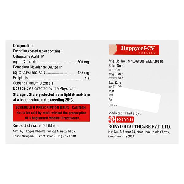 HAPPYCEF CV Tablet 10's - Bacterial Infections-Cep