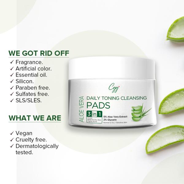 CGG Cosmetics Aloe Vera Daily Toning Cleansing Pads- All Skin Types 50 gm - Face Wash & Cleansers