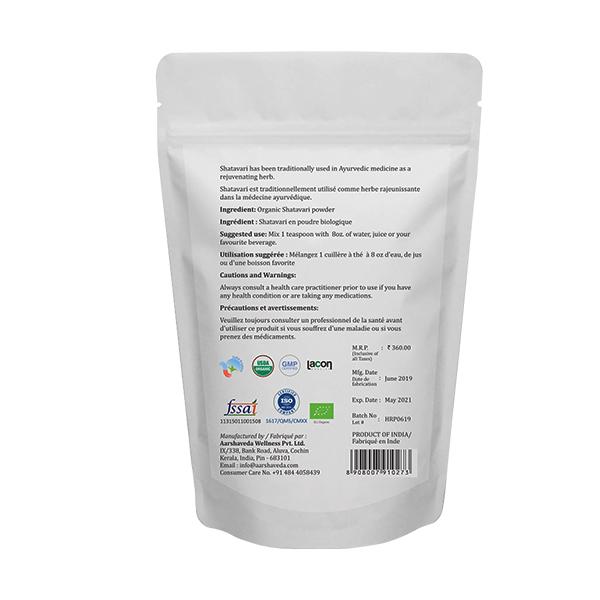 Aarshaveda Organic Shatavari Powder 200 gm - Pure Herbs