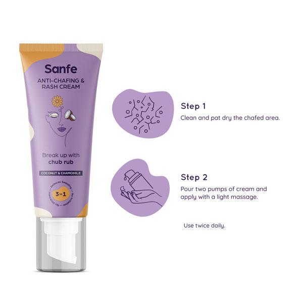 Sanfe Anti-Chafing & Rash Cream - Coconut & Chamomile 50 gm - Intimate Care