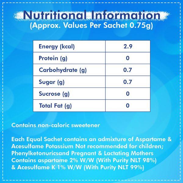 Equal Original Low Calorie Sweetener Sachets 100's - Sugar Substitute